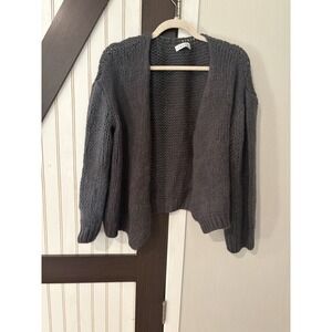 Beautiful Saga Made In Italy Crochet Gray Cardigan Size Medium Oversized